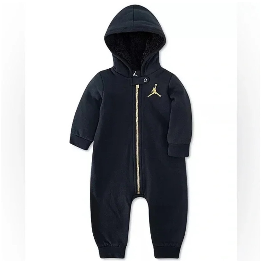 🍀Jordan Baby Faux Sherpa Lined Hooded Fleece Coverall